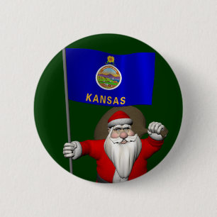 Bóton Redondo 5.08cm Papai Noel Com Alferes Do Kansas