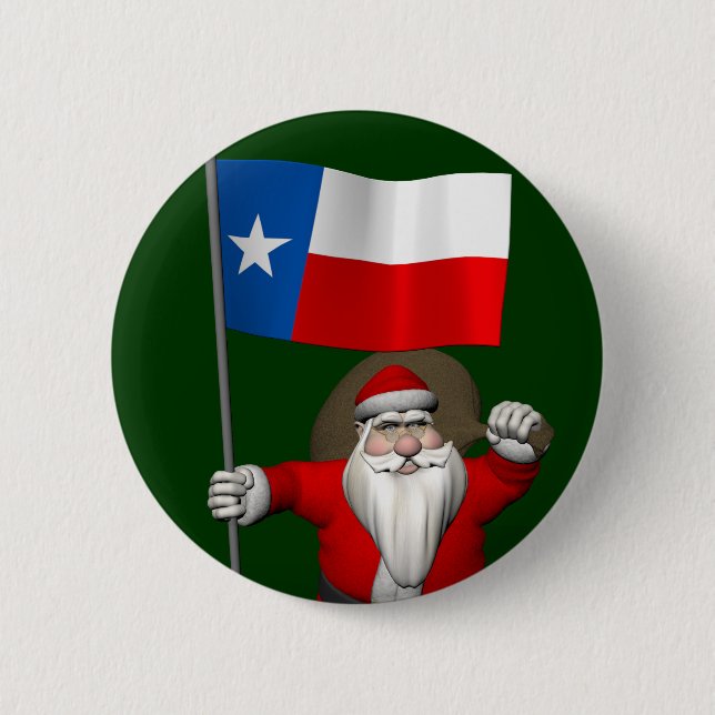 Bóton Redondo 5.08cm Papai Noel Com Alferes Do Texas (Frente)