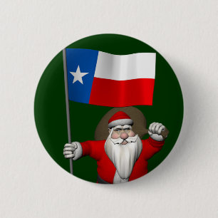 Bóton Redondo 5.08cm Papai Noel Com Alferes Do Texas