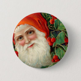 Bóton Redondo 5.08cm Papai Noel com Natal do azevinho