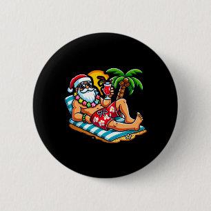 Bóton Redondo 5.08cm Papai Noel de sunga Festa de Natal de Verão na Pra