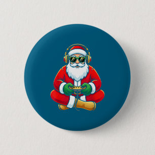 Bóton Redondo 5.08cm Papai Noel de Videogame Natal Gamer Rapazes Férias