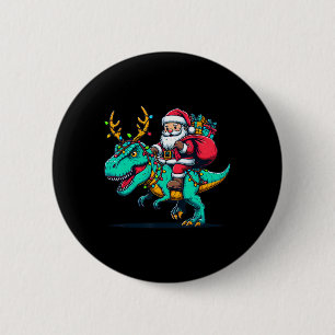 Bóton Redondo 5.08cm Papai Noel Dinossauro Montado T Rex Natal Cervo Cr