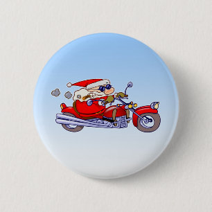 Bóton Redondo 5.08cm Papai noel do motociclista