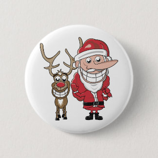 Bóton Redondo 5.08cm Papai noel e Rudolph engraçados dos desenhos