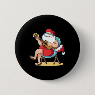 Bóton Redondo 5.08cm Papai Noel Guitarra Havaiana Natal Em Julho