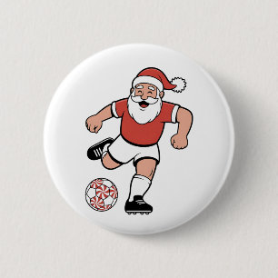 Bóton Redondo 5.08cm Papai Noel Jogando Futebol Natal Jogador Esporte