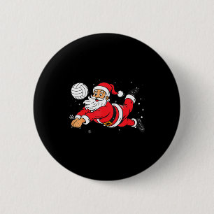Bóton Redondo 5.08cm Papai Noel Jogando Volei de Natal Camisa Cool Srt
