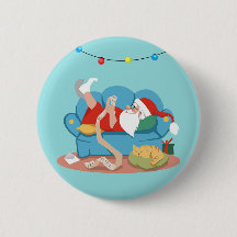 Papai Noel no sofá de pijama