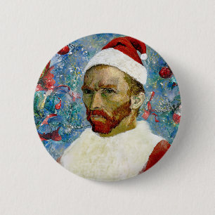 Bóton Redondo 5.08cm Papai Noel, Van Gogh