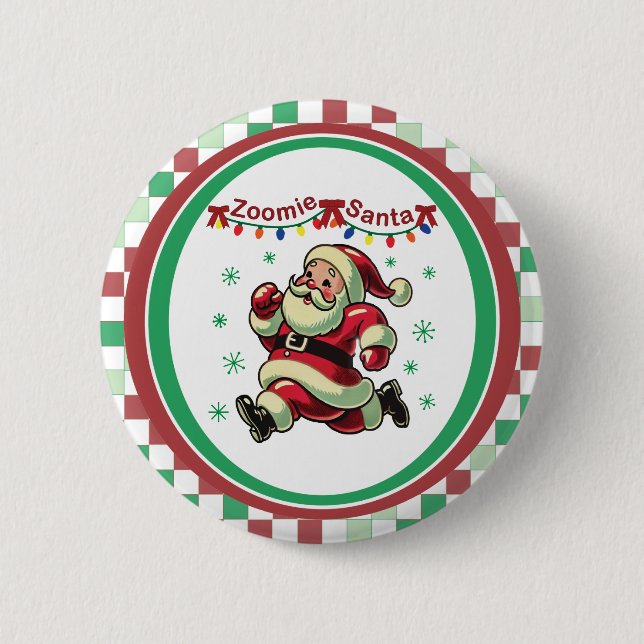 Bóton Redondo 5.08cm Papai Noel Zoomie Natal (Frente)