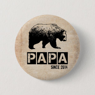 Bóton Redondo 5.08cm Papai Urso Grunge Desde 2014, Preto
