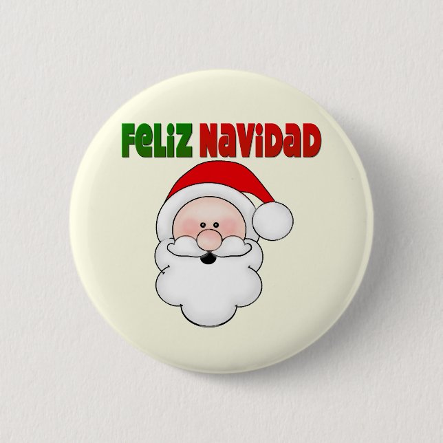 Bóton Redondo 5.08cm Papais noeis de Feliz Navidad Espanhola (Frente)