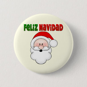 Bóton Redondo 5.08cm Papais noeis de Feliz Navidad Espanhola
