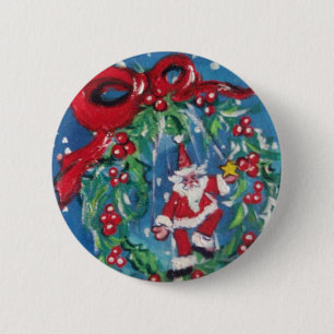 BÓTON REDONDO 5.08CM PAPAIS NOEIS E NATAL NOTURNO, CRUZADOS COM BORRACH