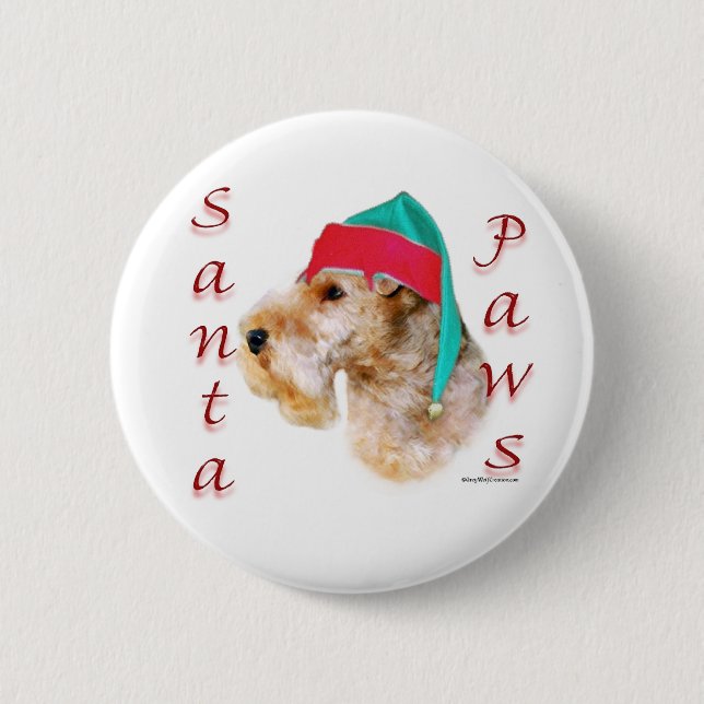 Bóton Redondo 5.08cm Papais noeis Lakeland Terrier Paws (Frente)