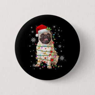 Bóton Redondo 5.08cm Papais noeis Pug Natal Luzes Xmas Cachorros Macaco