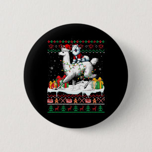 Bóton Redondo 5.08cm Papais noeis Samoyed Riding Llama Christmas Sweove