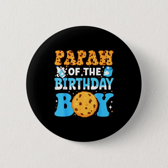 Bóton Redondo 5.08cm Papaw Of The Birthday Boy Milk And Cookies 1st Bir (Frente)