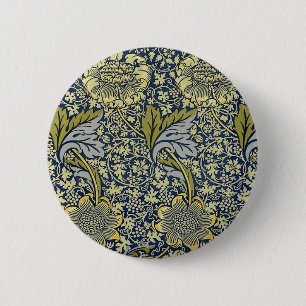 Bóton Redondo 5.08cm Papel de Parede Floral William Morris Kennet Azul