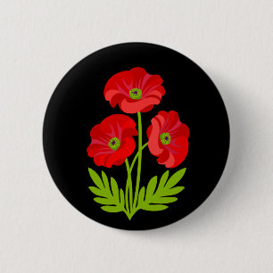 Bóton Redondo 5.08cm Papoulas vermelhas para o Dia do Armistício