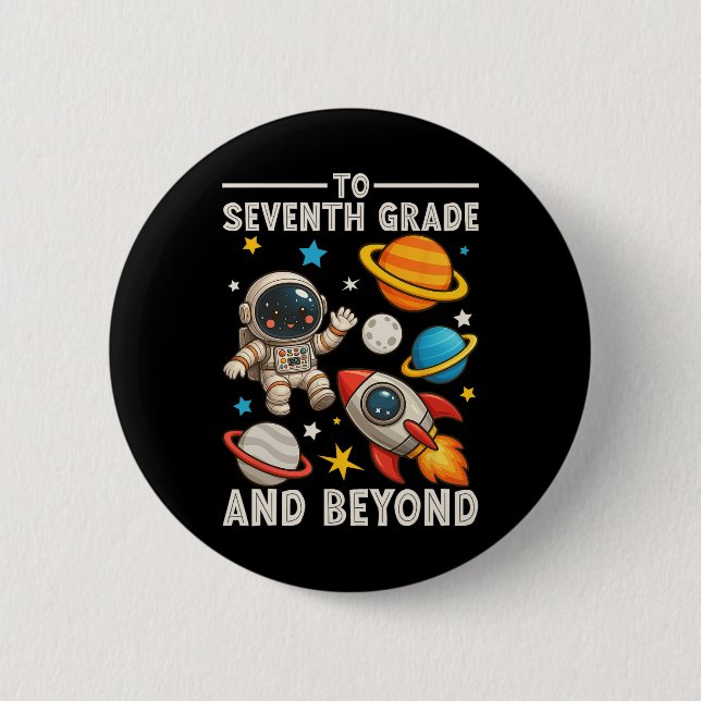 Bóton Redondo 5.08cm Para a Sétima Série E Além Astronauta Divertida Ca (Frente)