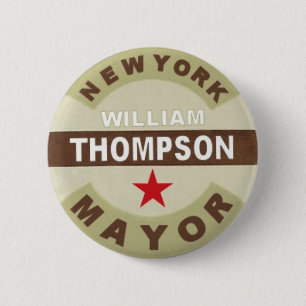 Bóton Redondo 5.08cm Para o Mayor William Thompson Botão de NYC