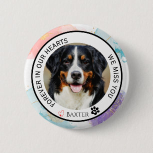 Bóton Redondo 5.08cm Para Sempre em Nossos Corações Memorial Pet Gliter