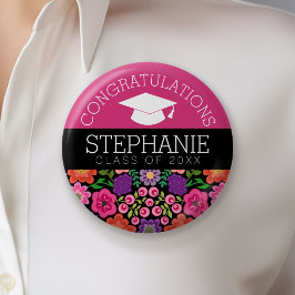 Bóton Redondo 5.08cm Parabéns Graduada Flores Femininas Graduação