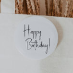 Bóton Redondo 5.08cm Parabéns Mínimos Neutros de Gênero<br><div class="desc">Celebre o dia especial do seu pequeno com nosso botão de aniversário feliz, neutro em relação a gênero, projetado para crianças de todas as idades. Este produto é perfeito para aniversários em qualquer estação — primavera, verão, outono ou inverno — apresentando um design limpo, moderno, preto-e-branco com um toque de...</div>