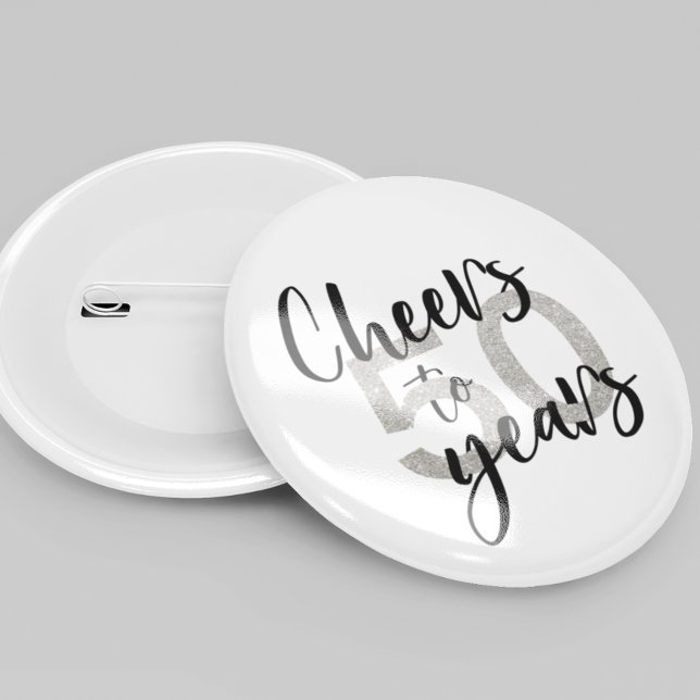 Bóton Redondo 5.08cm Parabéns por 50 Anos Glitter 50º Aniversário (Criador carregado)