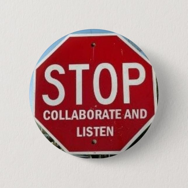 Bóton Redondo 5.08cm PARADA.  Colabore e escute (Frente)