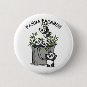 Bóton Redondo 5.08cm Paraíso de Bambu do Panda Mastigando a Vida Lentam