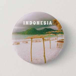 Bóton Redondo 5.08cm Paraíso Tropical Lombok Indonésia Impressão