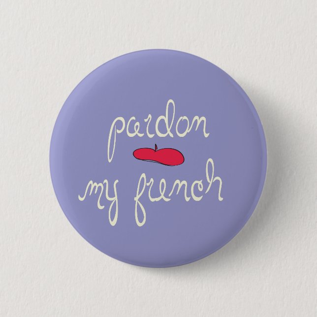 Bóton Redondo 5.08cm Pardon meu francês com boina (Frente)