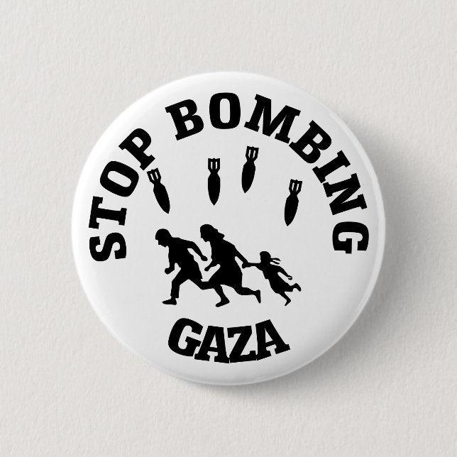 Bóton Redondo 5.08cm Pare de bombardear Gaza (Frente)