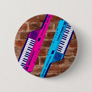 Bóton Redondo 5.08cm Parede de tijolo retro de Keytar do anos 80 do