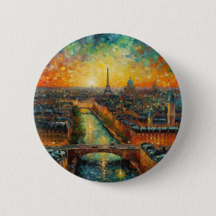 Bóton Redondo 5.08cm Paris à noite, estilo van Gogh