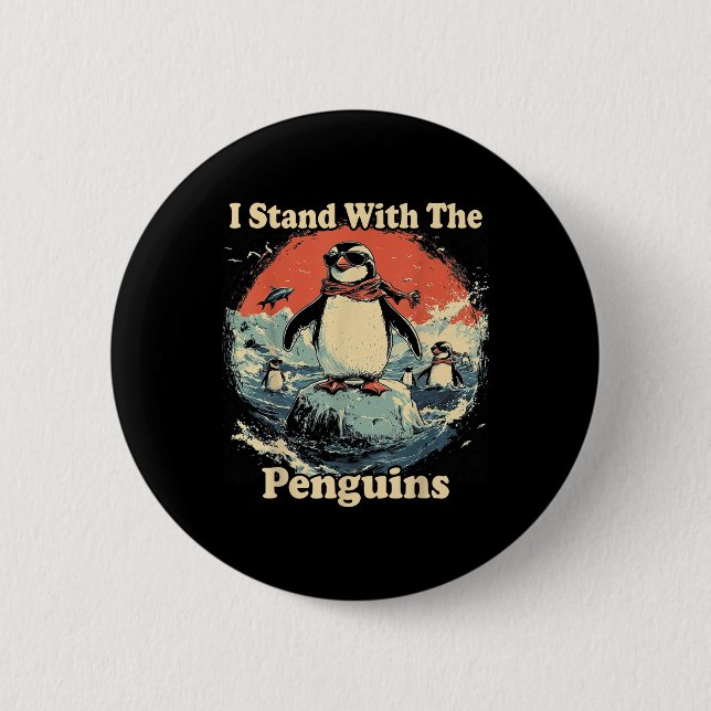 Bóton Redondo 5.08cm Pás Para Cima Eu Pego Pinguins (Frente)
