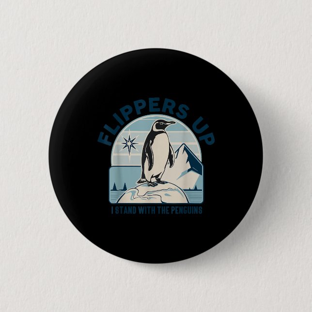 Bóton Redondo 5.08cm Pás Para Cima Eu Pego Pinguins Com Protes Engraçad (Frente)