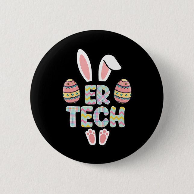 Bóton Redondo 5.08cm Páscoa Bonita Er Tech Bunny Ears Ovos Felzs pascoa (Frente)