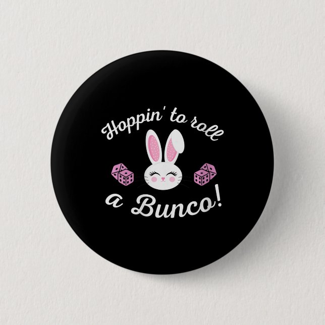 Bóton Redondo 5.08cm Páscoa Bunco Hoppin Para Rolar Um Bunco Dice Bunny (Frente)
