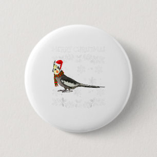Bóton Redondo 5.08cm Pássaro Merry Christmas Ornament Cockatiel