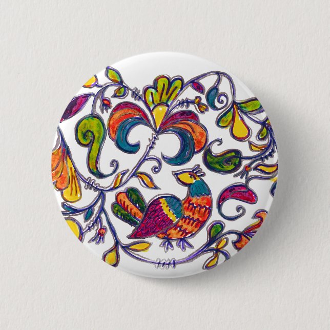 Bóton Redondo 5.08cm Pássaro norte da Rússia (Frente)