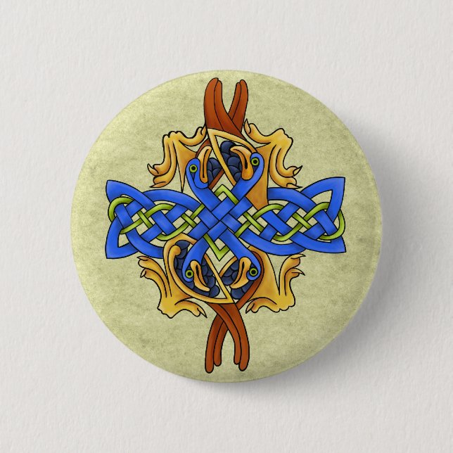 Bóton Redondo 5.08cm Pássaros celtas (Frente)