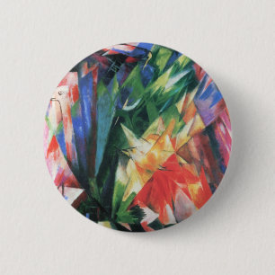 Bóton Redondo 5.08cm Pássaros (Vogel) por Franz Marc, Arte Cubista Vint