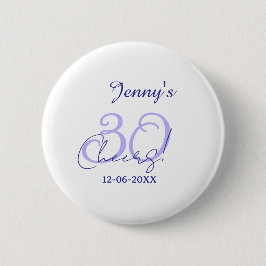 Bóton Redondo 5.08cm Pastel cheers 30th birthday purple elegant name da