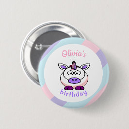 Bóton Redondo 5.08cm Pastel de aniversário personalizado unicórnio colo