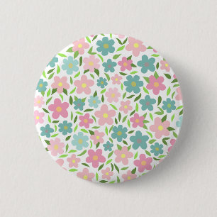 Bóton Redondo 5.08cm Pastel Ditsy Floral Shabby Chic Coquette