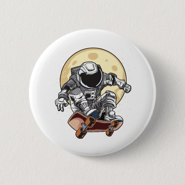 Bóton Redondo 5.08cm Patins Astronauta (Frente)
